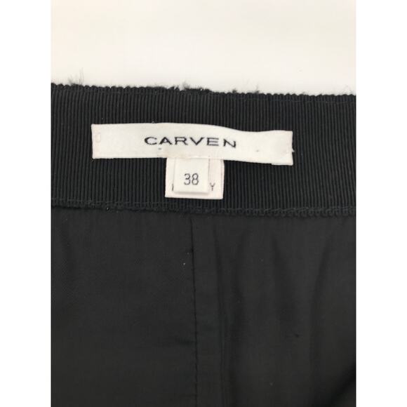Carven Cargo Mini Skirt Size 38 Textured Green Metallic Curved Hem - Picture 6 of 10